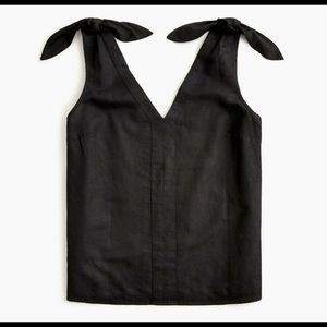 J Crew black linen shoulder tie top, size XS